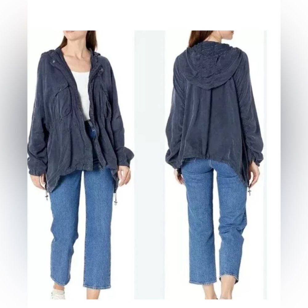 Johnny Was Pete & Greta Zumi Utility Jacket Dark Navy Sz M Boho Moto Style
